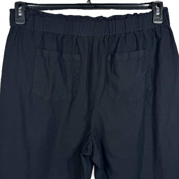 Calvin Klein Large Paperbag Waist Pants Hi-Rise Pockets Zip-Fly Tapered Black - Picture 5 of 9